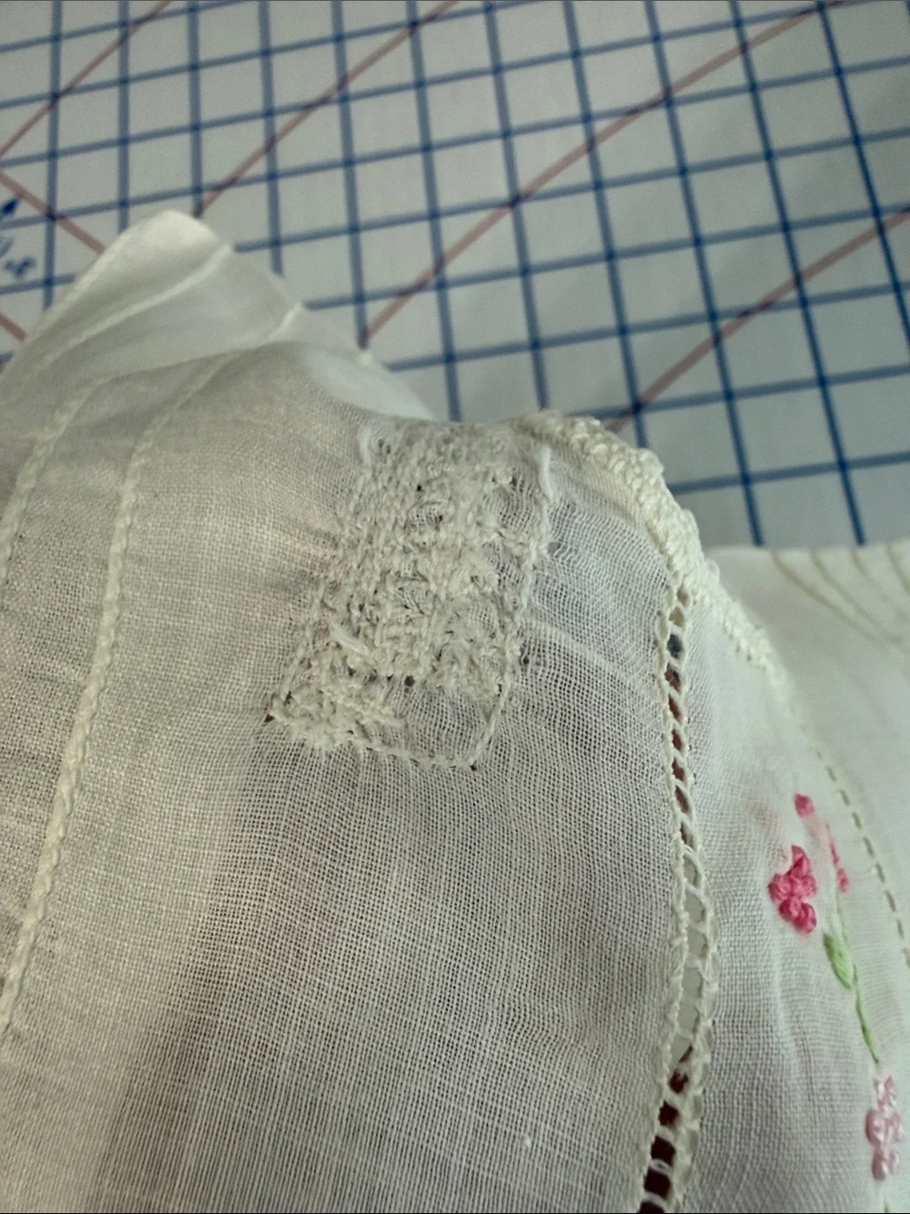 Antique 1920s Baby Shirt Hand Embroidered Batiste Heirloom Sewing Pintucks